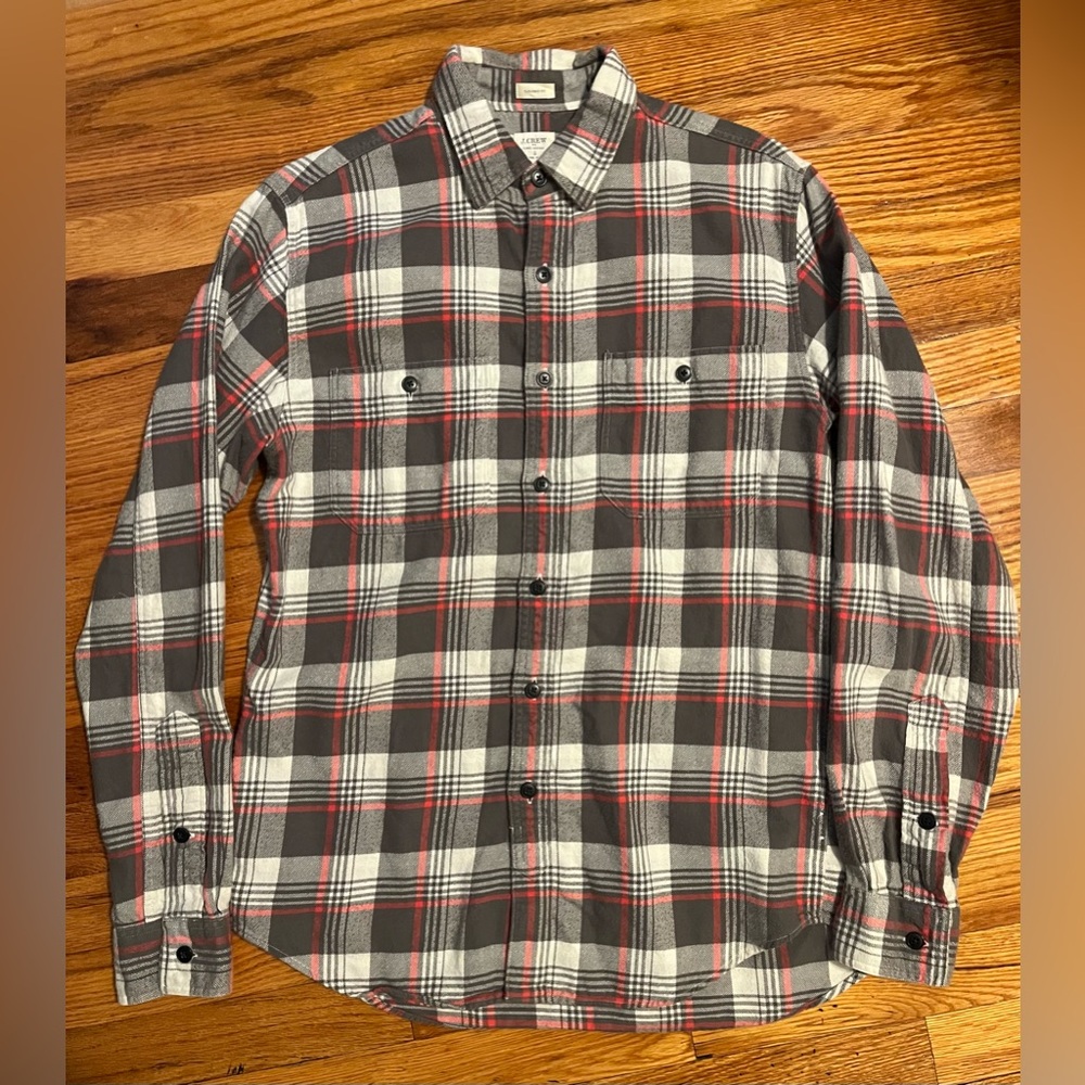 J Crew Flannel Plaid Button-Up Tailored Fit Shirt